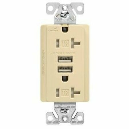EATON WIRING DEVICES COMBINATION USB CHARGER WITH DUPLEX RECEPTACLE TR7756V-BOX